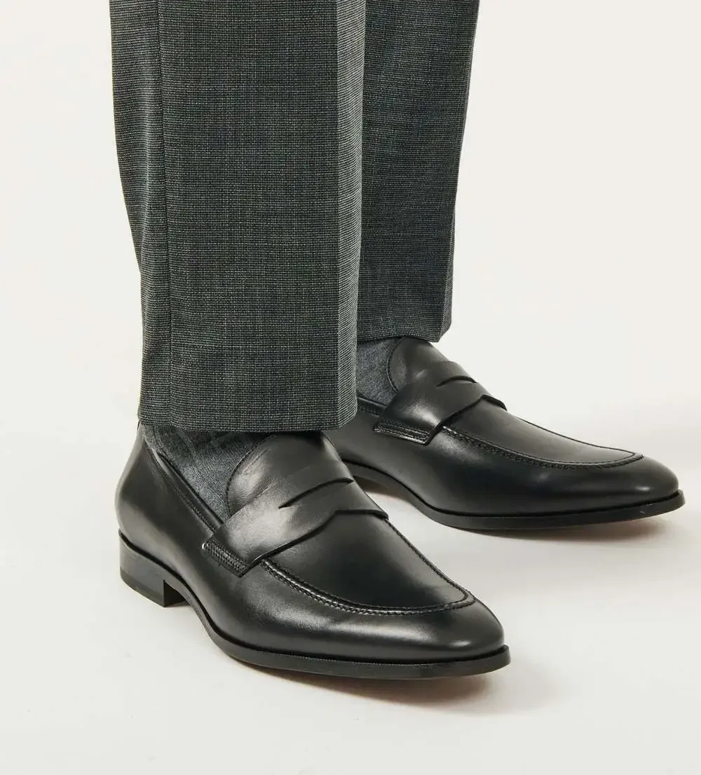 Caporicci Black Leather Penny Loafers Made in Italy